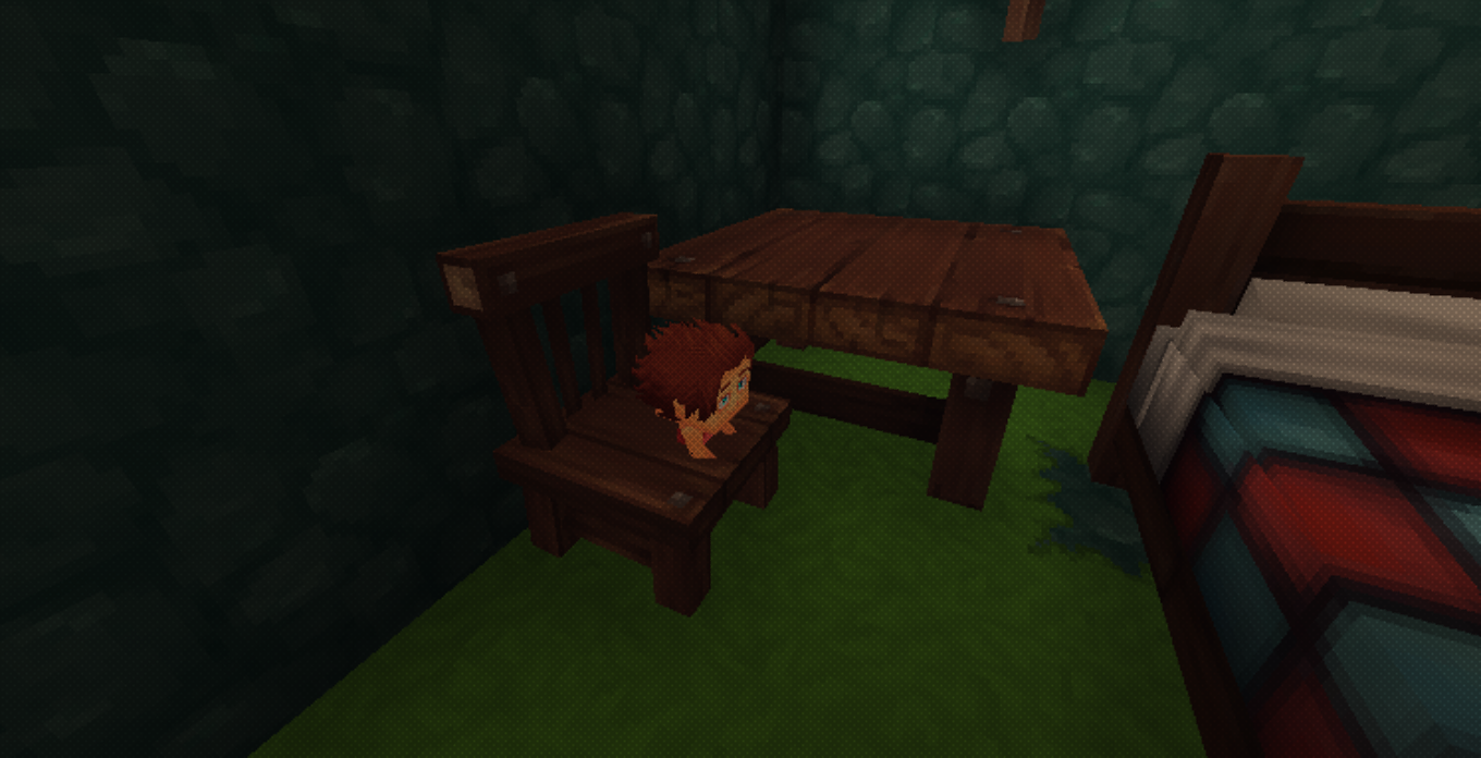 Child NPC sitting on a chair