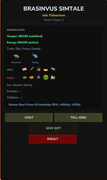 NPC Interaction Panel
